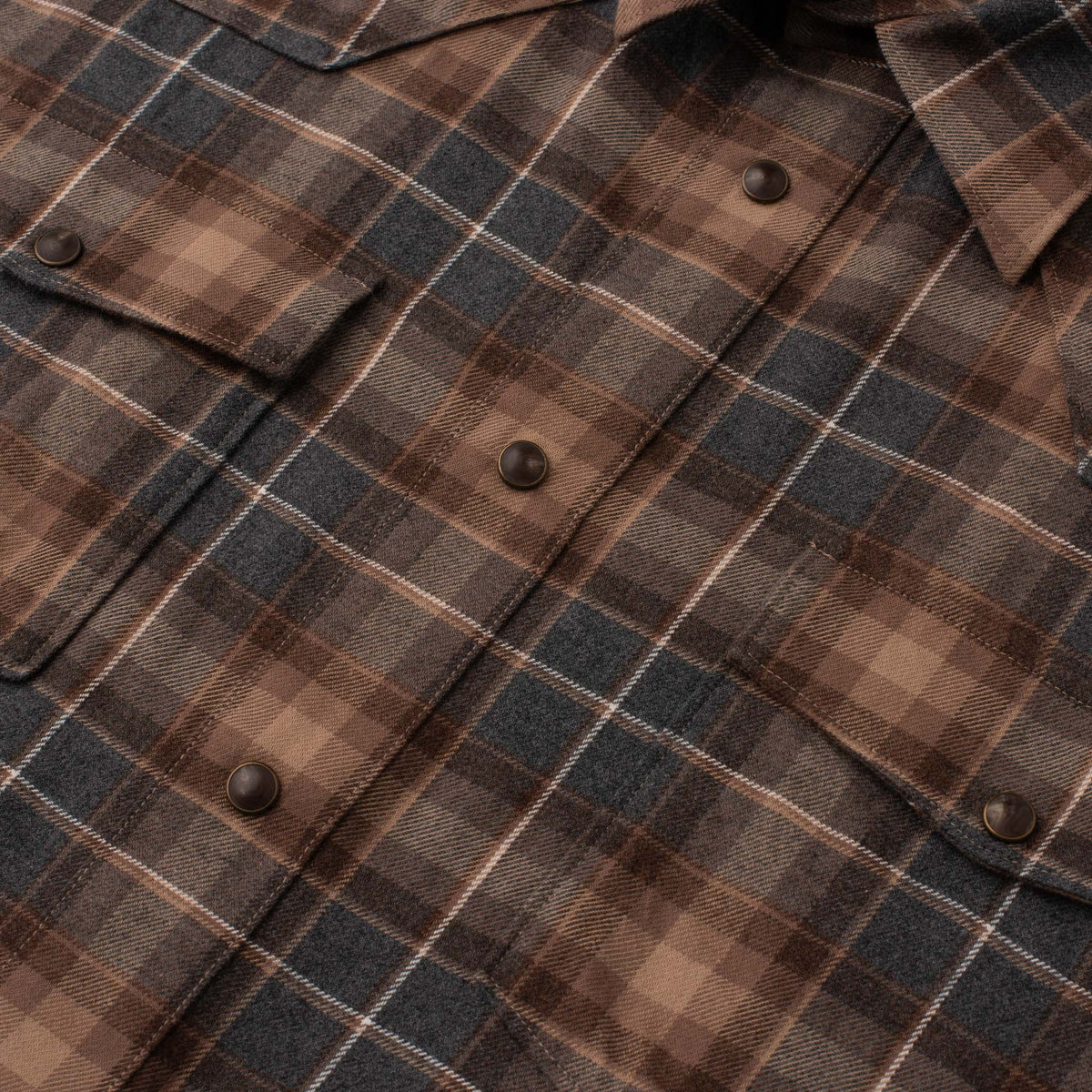 BISLEY WESTERN SHIRT - GREY/BROWN PLAID
