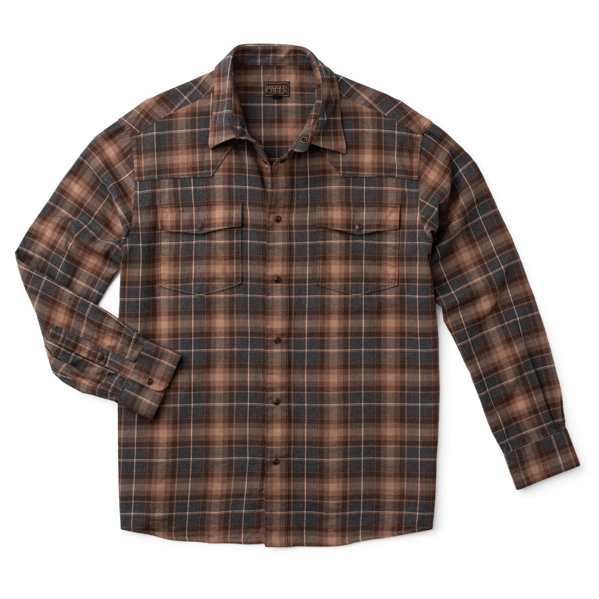 BISLEY WESTERN SHIRT - GREY/BROWN PLAID