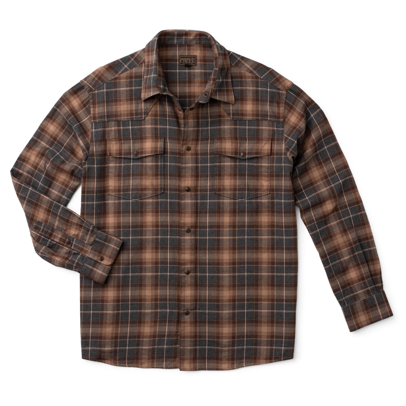 BISLEY WESTERN SHIRT - GREY/BROWN PLAID
