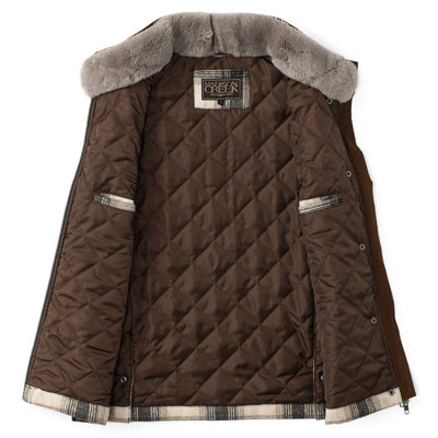 Cashiers Wool Blend Vest With Rabbit Fur Collar