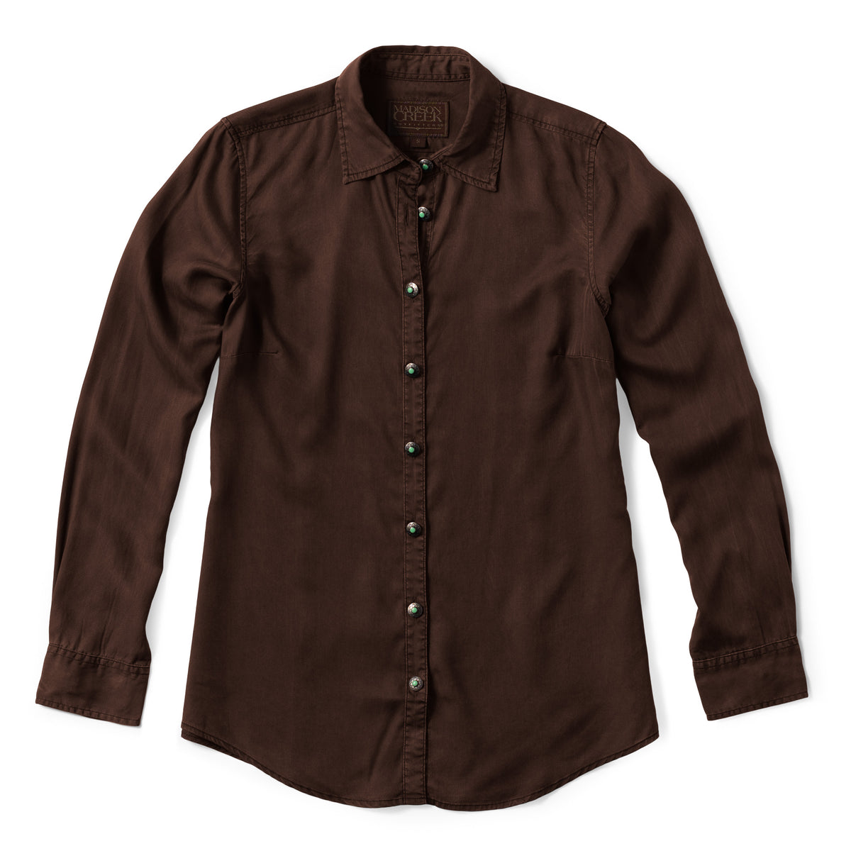 CLAIRE SIGNATURE BLEND BUTTON-UP SHIRT - COFFEE