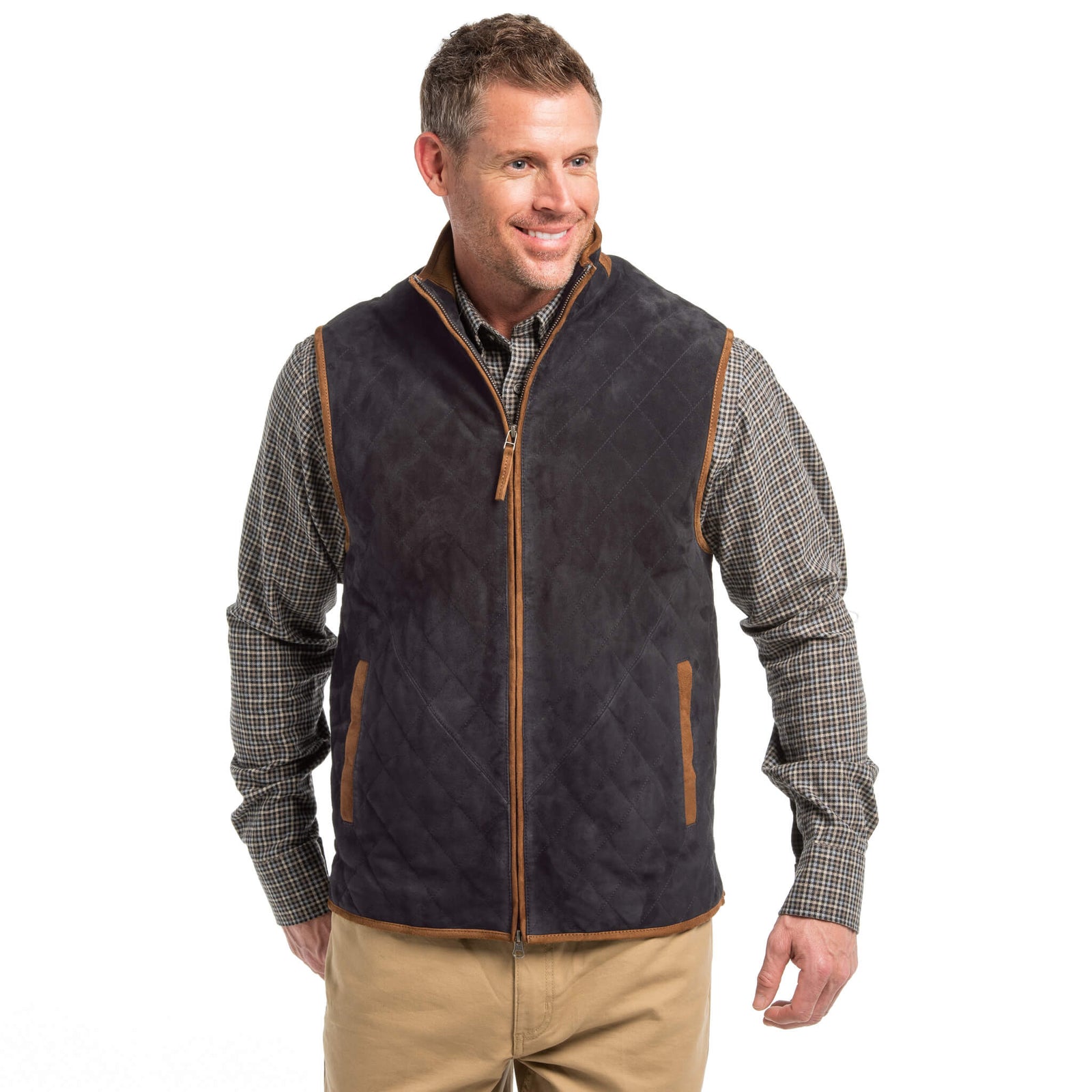 RIDGELAND QUILTED GOAT SUEDE LEATHER VEST
