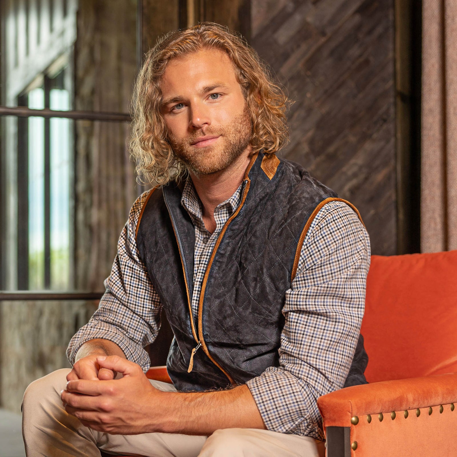 RIDGELAND QUILTED GOAT SUEDE LEATHER VEST