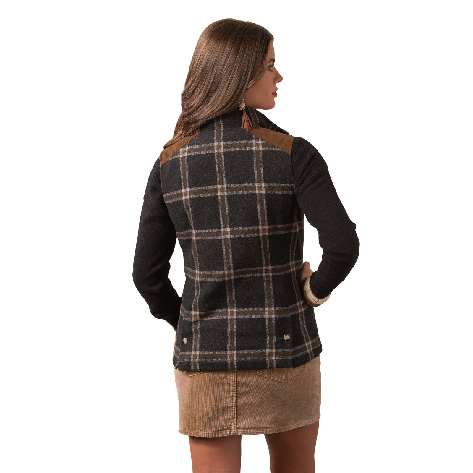 Cashiers Wool Blend Vest With Rabbit Fur Collar